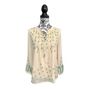 SUNDANCE Embroidered Light Pink Peasant Blouse